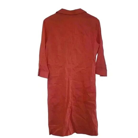 Elie Tahari Women's Dark Coral Linen/Viscose/Spandex Sheath Dress - Picture 10 of 10